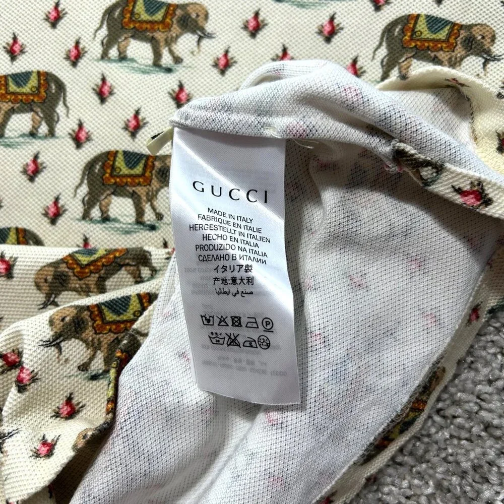 Gucci Mens Sz Small Elephant Print Polo Shirt